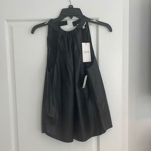 JOIE BONITA FAUX LEATHER HALTER TOP